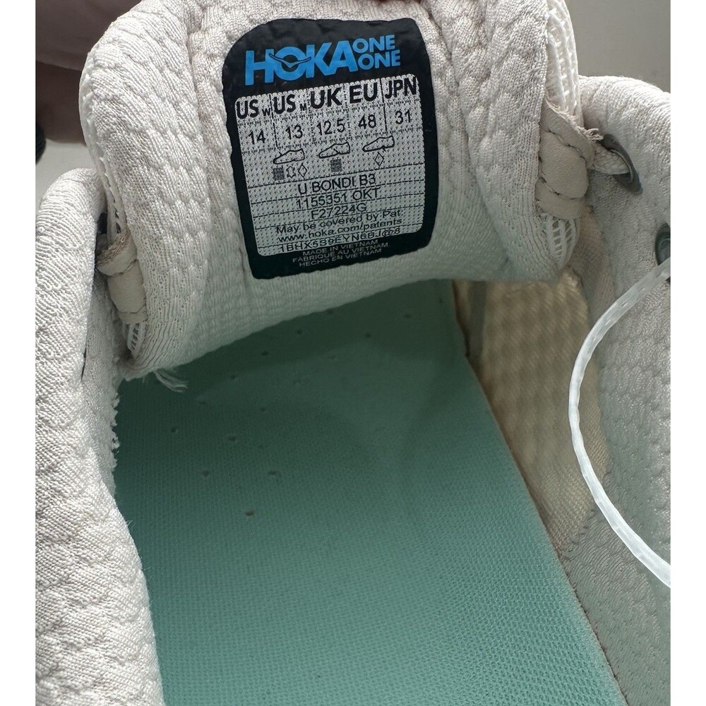 HOKA U Bondi B3 Oat Milk W 14/M 13 Sneaker Cushioned Mesh Activewear Casual Run - Picture 8 of 12